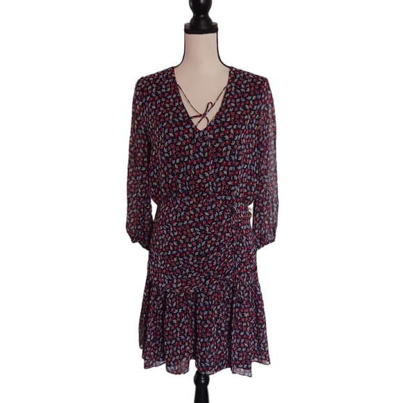 Shoshanna Bari Shirred Floral Print Silk Dress - Picture 4 of 16